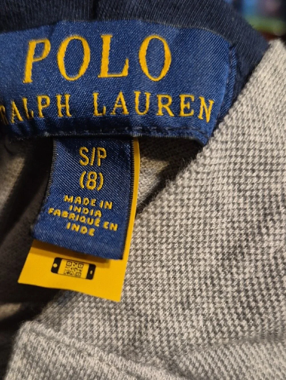 Ralph Lauren Grey Hooded Polo Long Sleeve shirt Boys Size 8